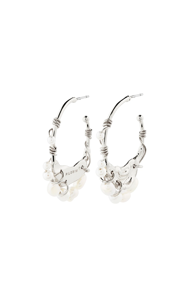 PILGRIM FOCUS RECYCLED HOOP EARRINGS IN SILVER