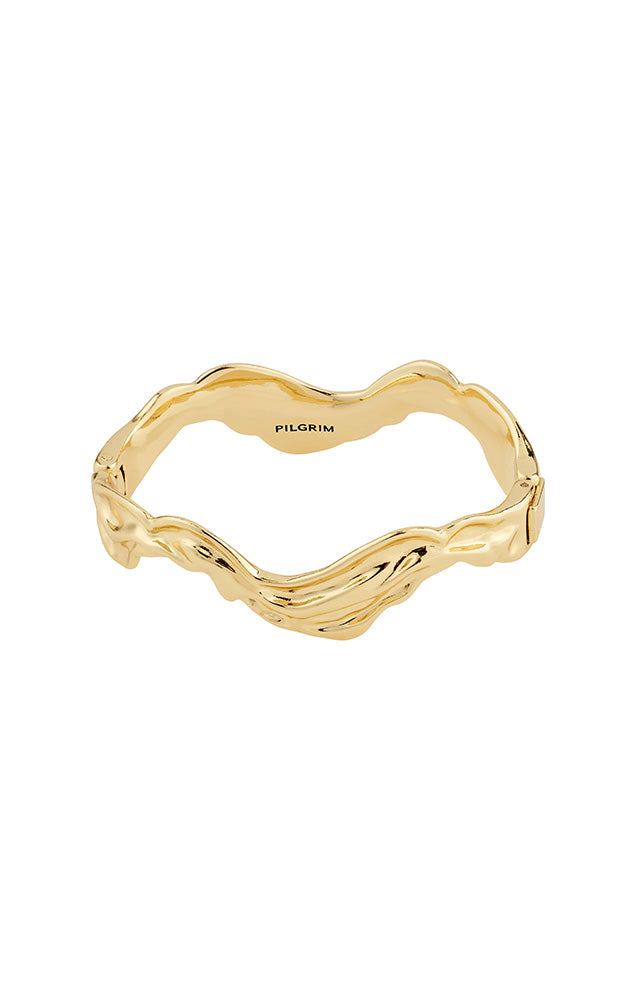 PILGRIM FEEL RECYCLED WAVY BANGLE BRACELET IN GOLD