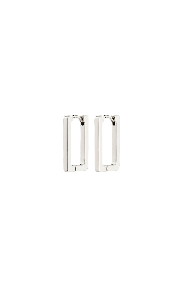PILGRIM FEEL RECYCLED SQUARE HOOP EARRINGS IN SILVER
