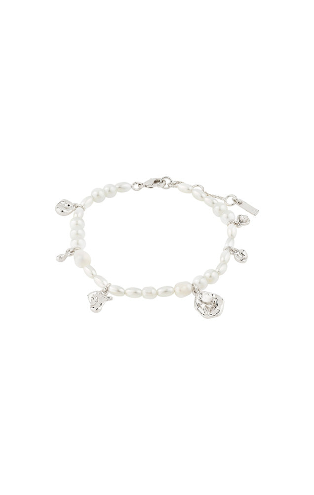 PILGRIM INTENT FRESHWATER PEARLS & PENDANTS BRACELET IN SILVER