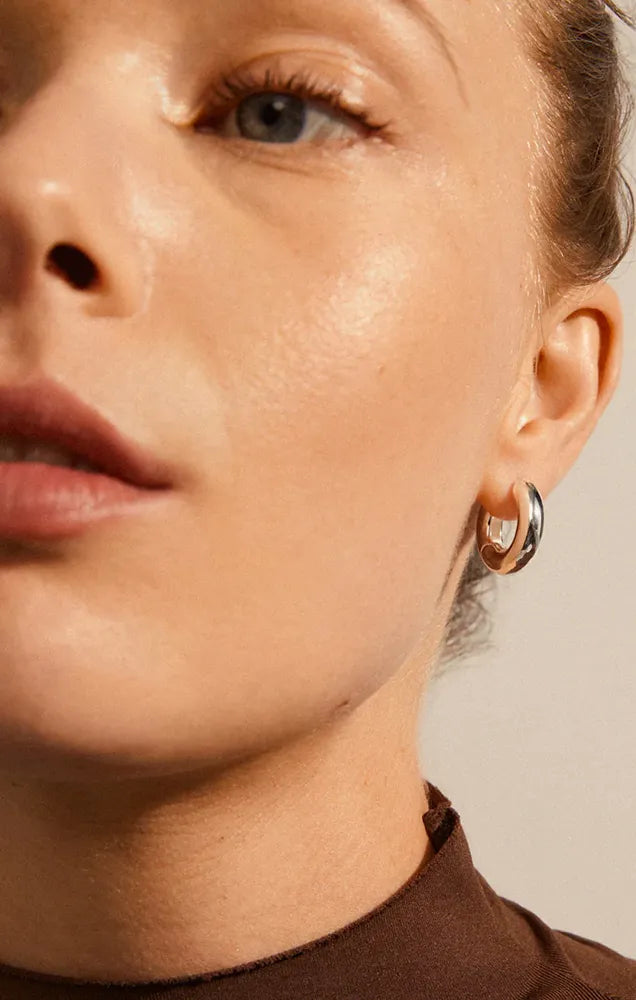 PILGRIM AICA SMALL RECYCLED CHUNKY HOOP EARRINGS IN SILVER