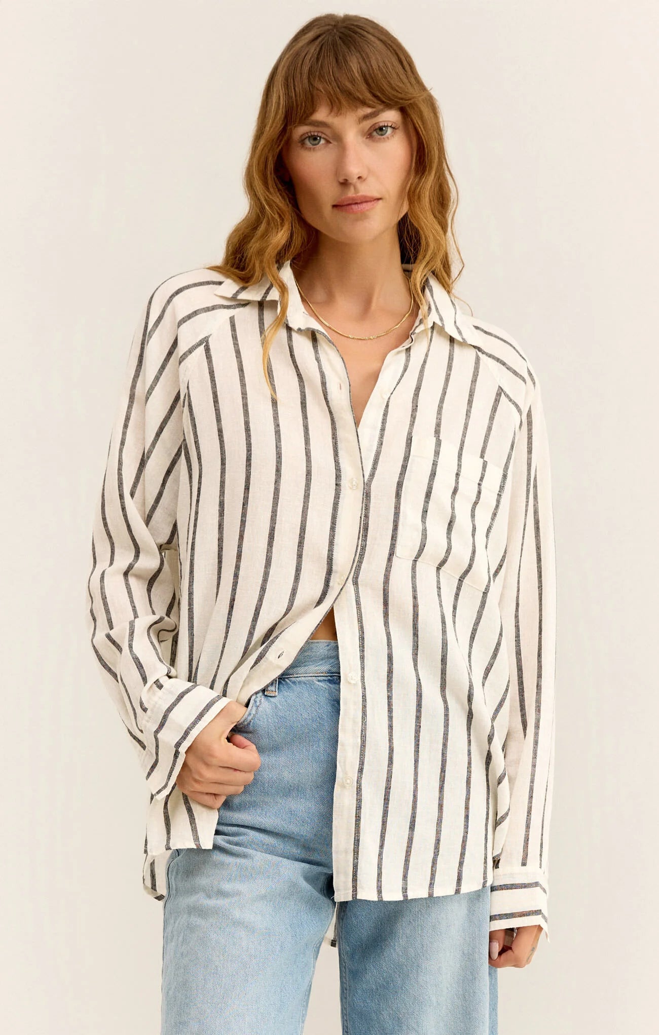 Z SUPPLY PERFECT LINEN STRIPE TOP