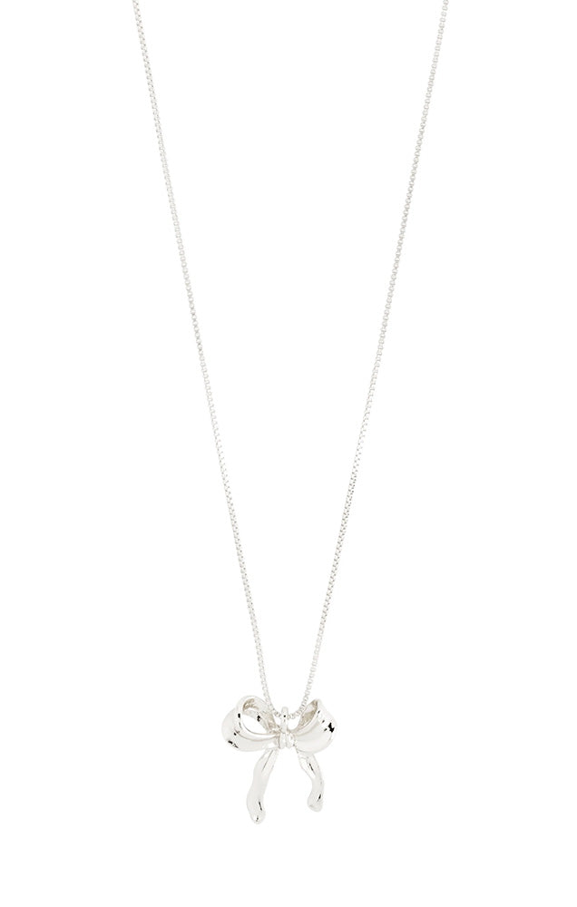 PILGRIM CASSIAN RECYCLED BOW PENDANT NECKLACE IN SILVER
