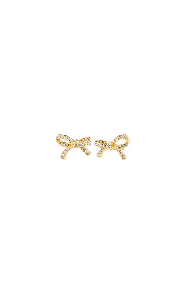PILGRIM CATHARINA RECYCLED MICRO CRYSTAL BOW EARRINGS IN GOLD