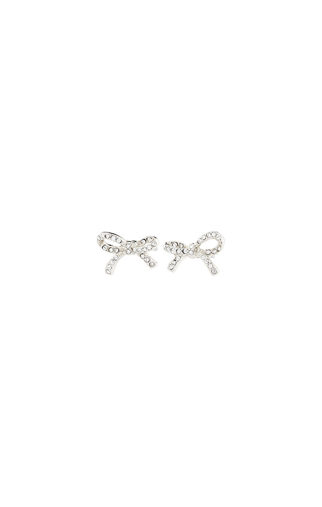PILGRIM CATHARINA RECYCLED MICRO CRYSTAL BOW EARRINGS IN SILVER
