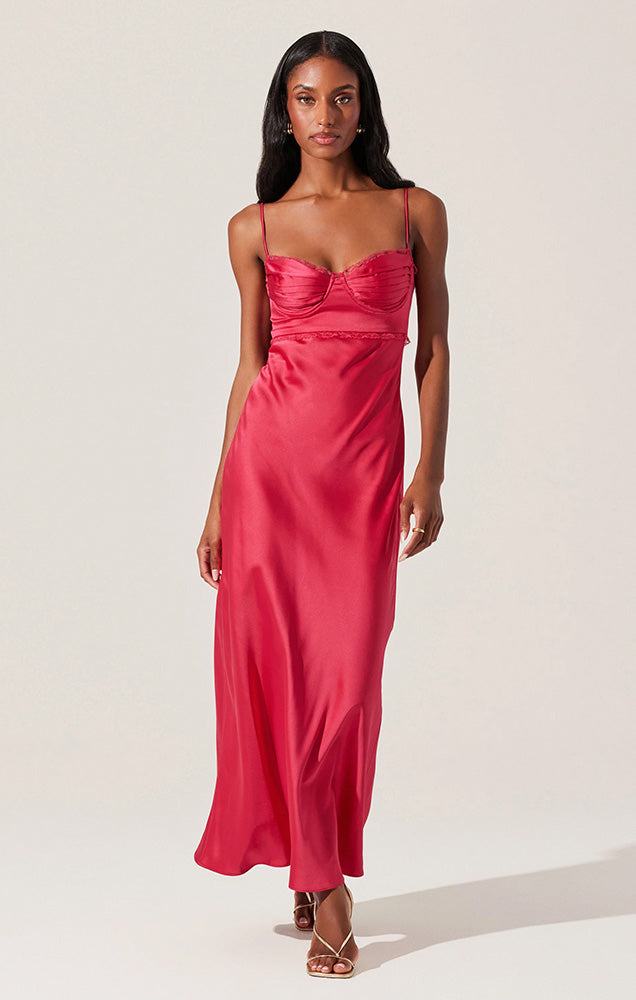 ASTR FLORIANNE SATIN MAXI DRESS