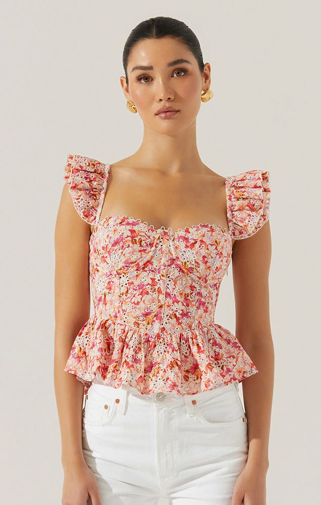 ASTR BAYLIN FLORAL PEPLUM TOP