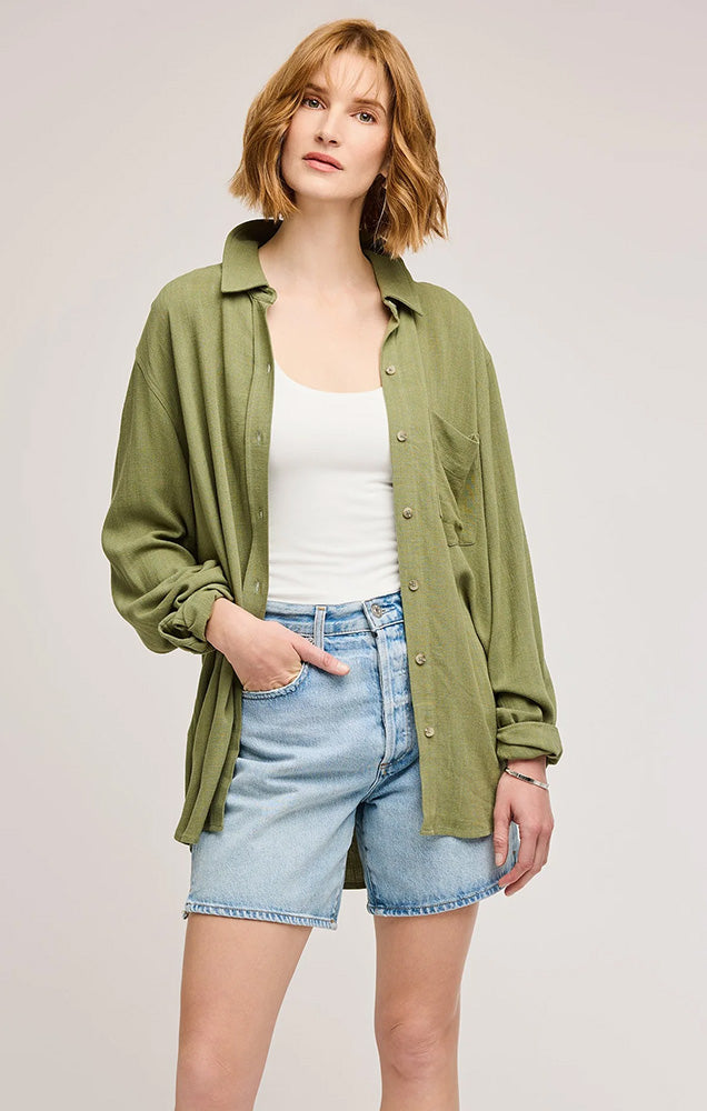 GENTLE FAWN PORTIA BUTTON DOWN TOP IN MATCHA