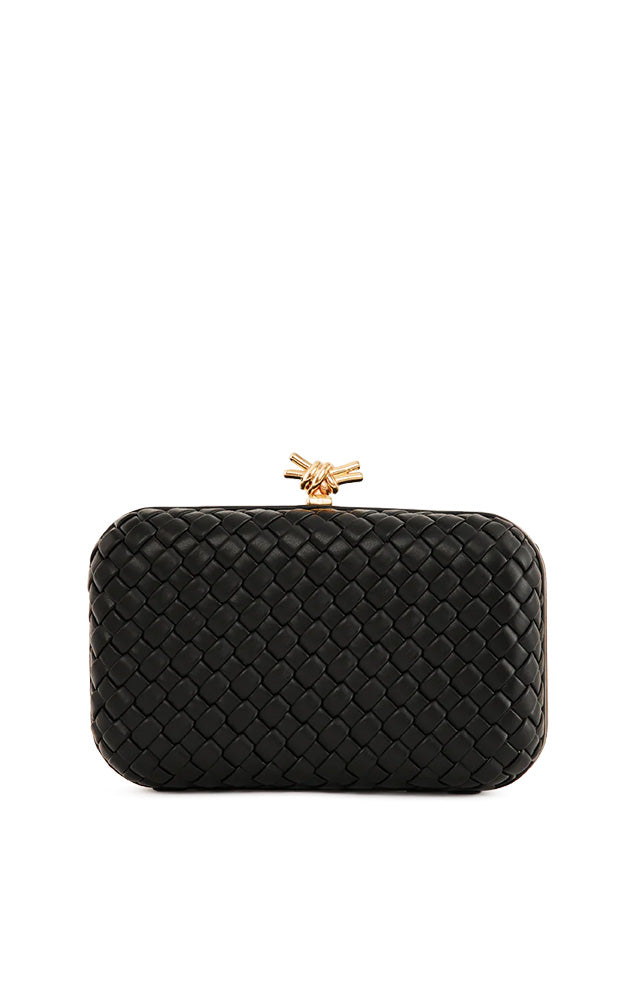BILLINI NEVEAH WOVEN CLUTCH IN BLACK
