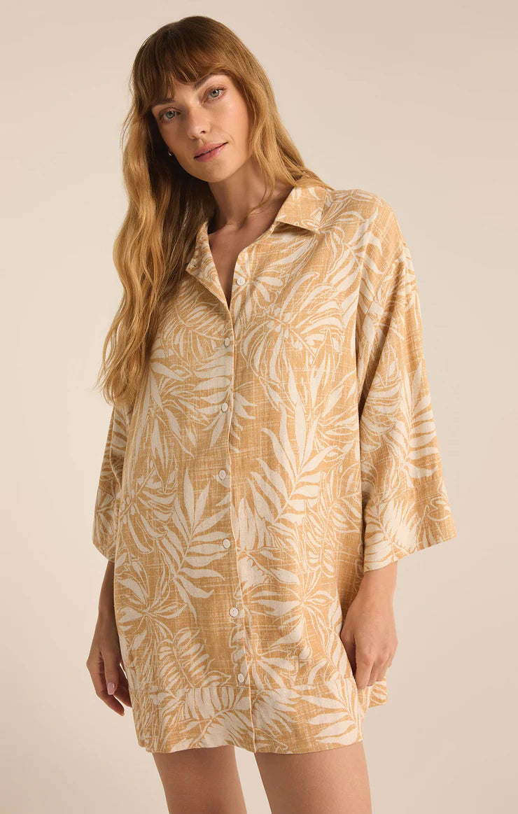 Z SUPPLY CAMDEN LINEN PALM MINI DRESS