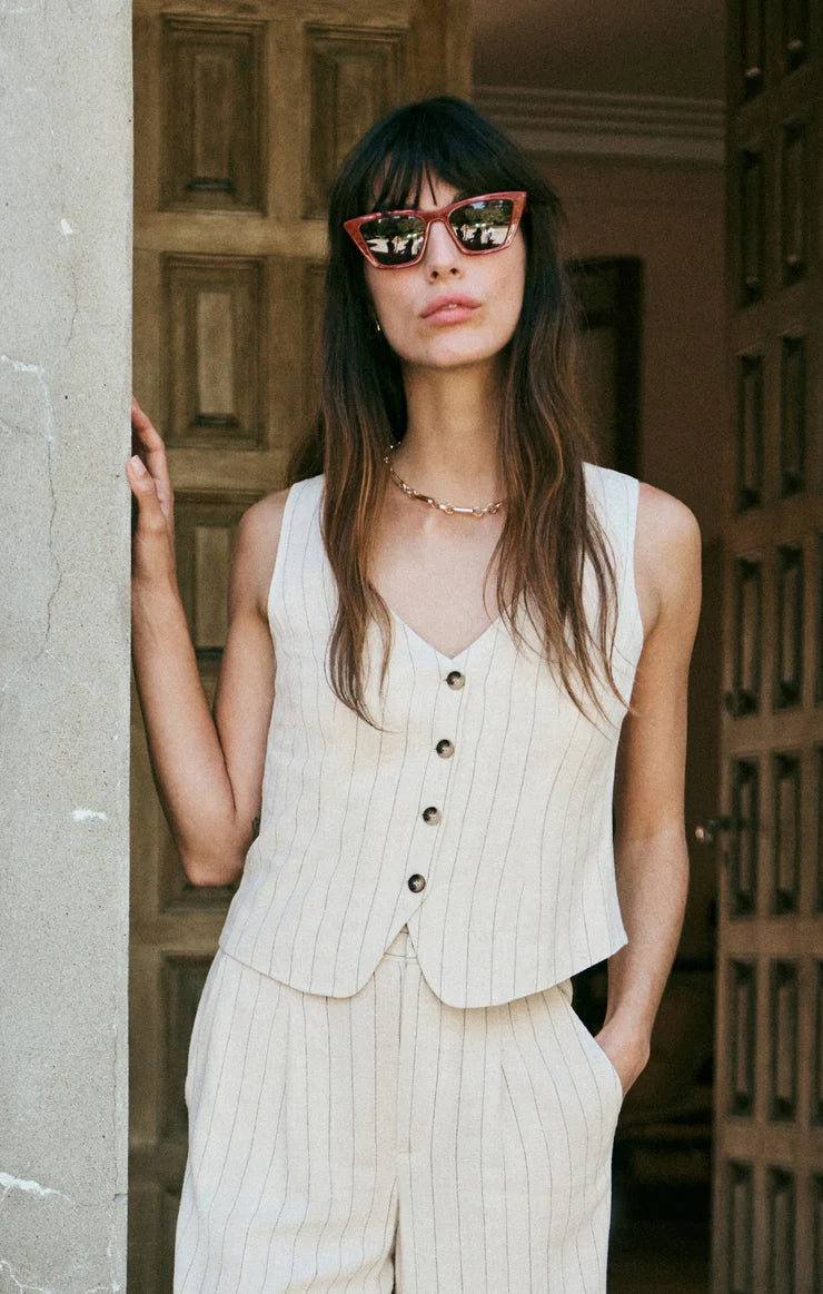 Z SUPPLY BELFORT PINSTRIPE LINEN VEST