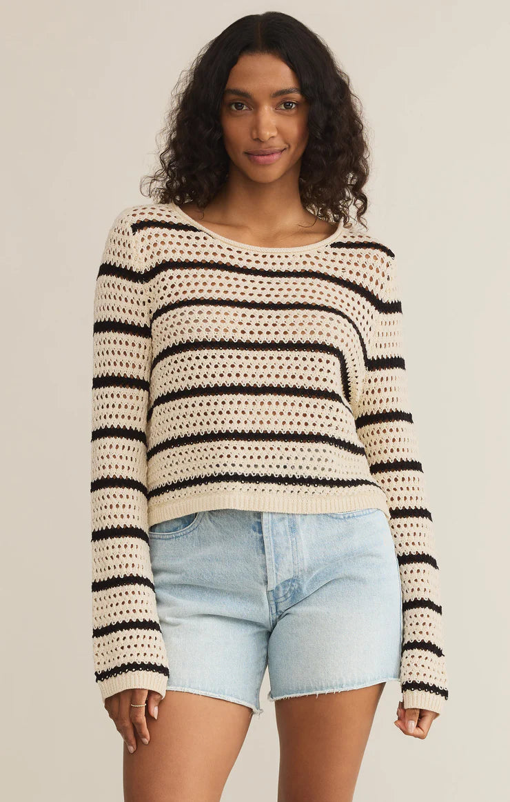 Z SUPPLY KIT STRIPE CROCHET SWEATER