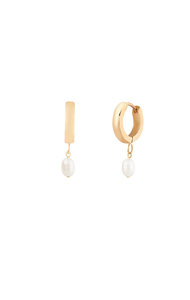 TWENTY COMPASS PEARL HOOPS IN GOLD