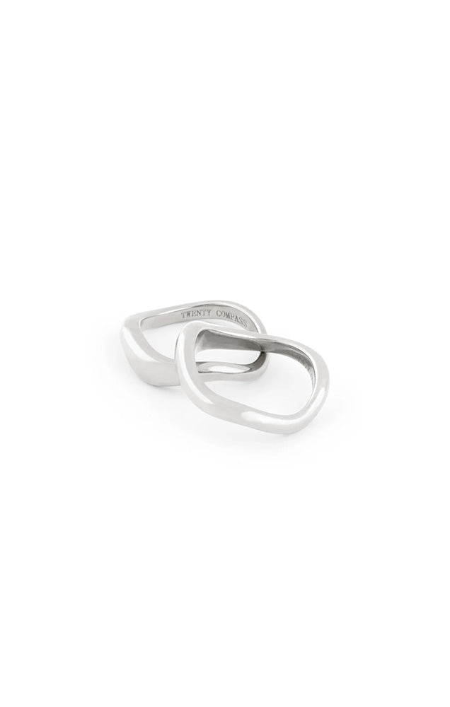 TWENTY COMPASS CURVES RING SET IN SILVER