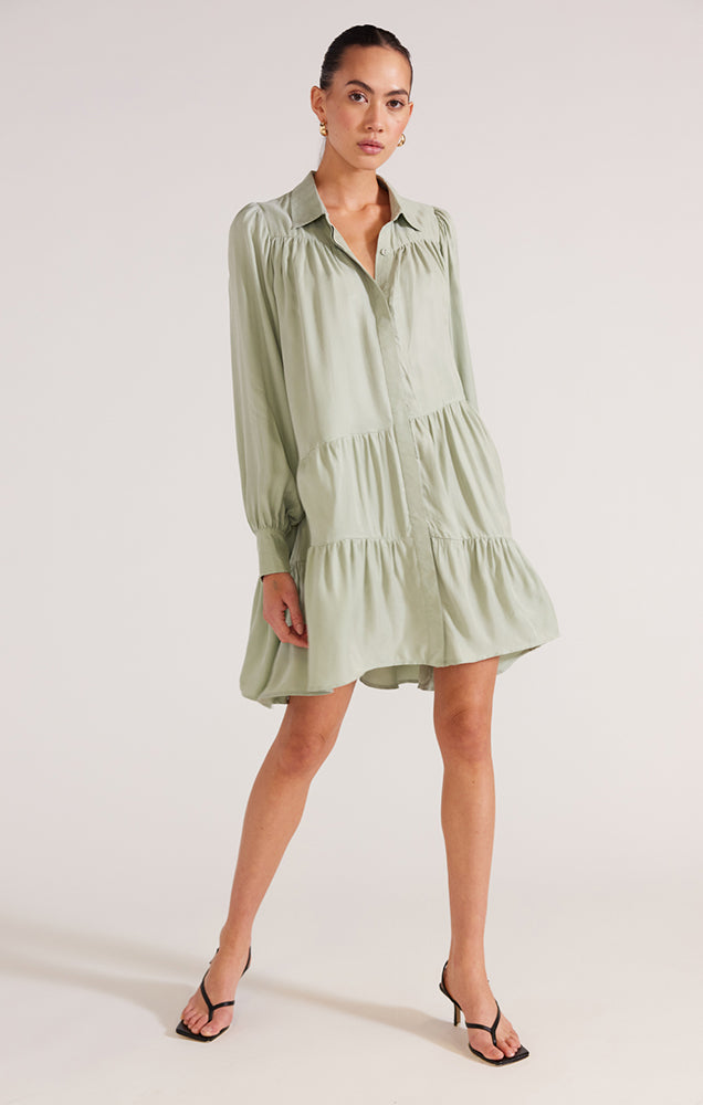 STAPLE THE LABEL AYA CUPRO MINI DRESS