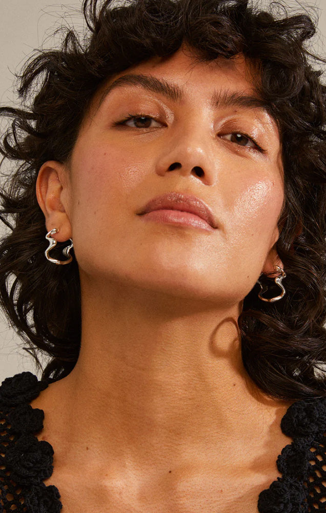 PILGRIM MOON RECYCLED HOOPS IN SILVER