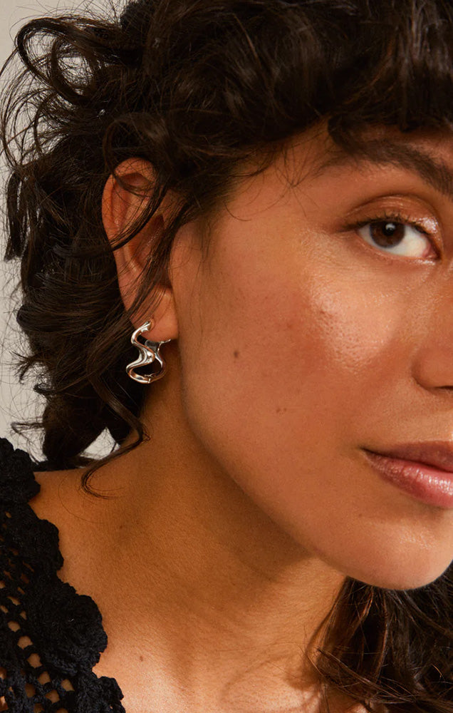 PILGRIM MOON RECYCLED HOOPS IN SILVER