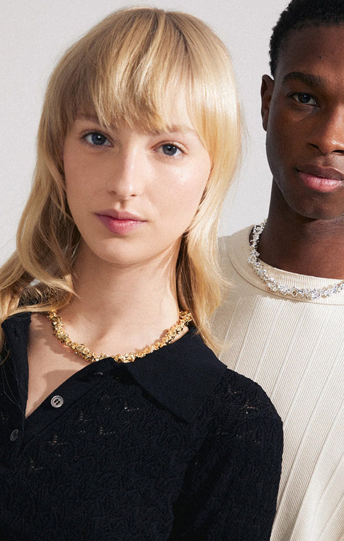 PILGRIM ACT RECYCLED TEXTURED NECKLACE IN GOLD