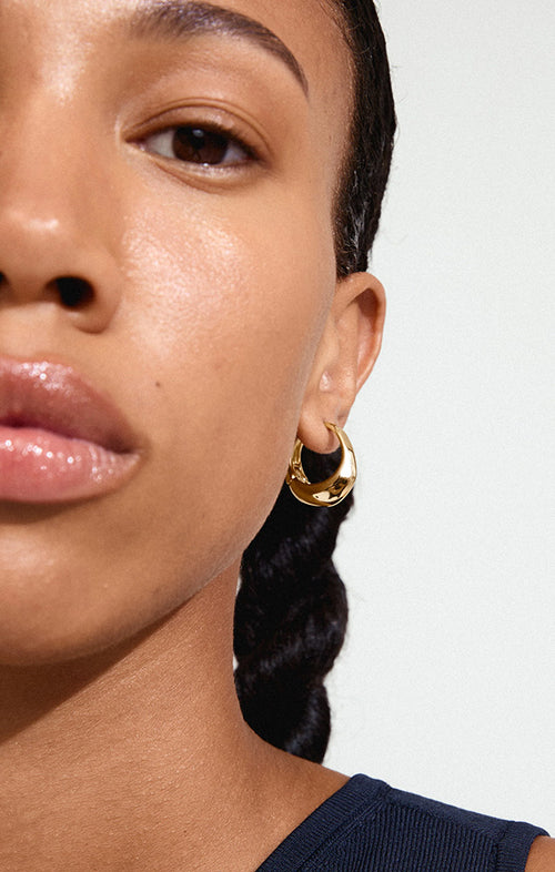 PILGRIM DUNE RECYCLED CHUNKY HOOP EARRINGS IN GOLD