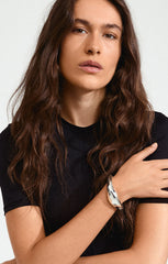 PILGRIM DUNE RECYCLED CHUNKY BANGLE BRACELET IN SILVER