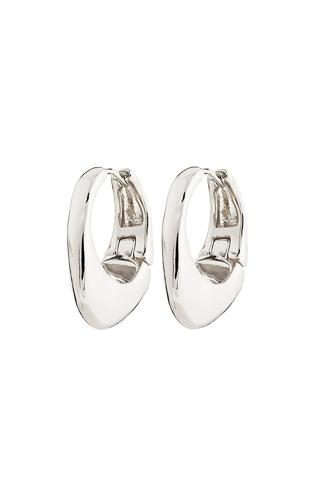 PILGRIM DUNE RECYCLED CHUNKY HOOP EARRINGS IN SILVER