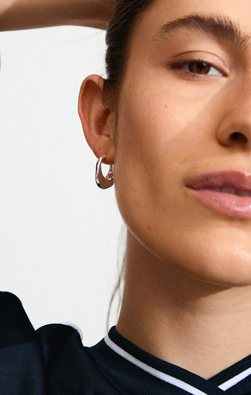 PILGRIM DUNE RECYCLED CHUNKY HOOP EARRINGS IN SILVER