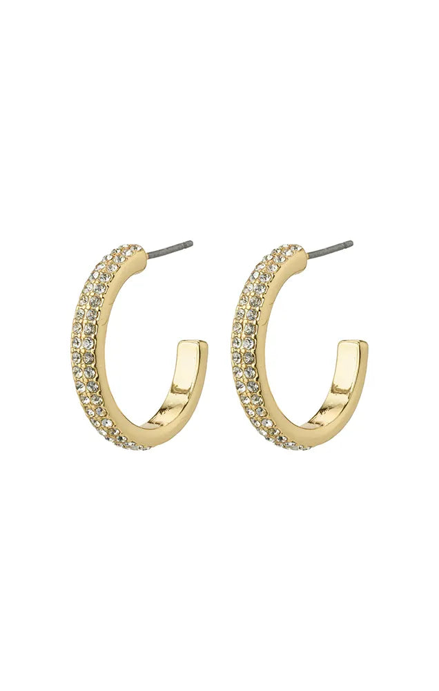 PILGRIM HEAT RECYCLED CRYSTAL HOOP EARRINGS IN GOLD