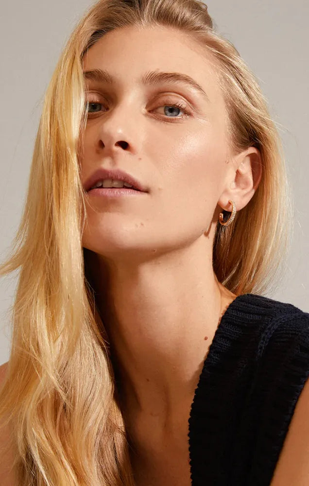 PILGRIM HEAT RECYCLED CRYSTAL HOOP EARRINGS IN GOLD
