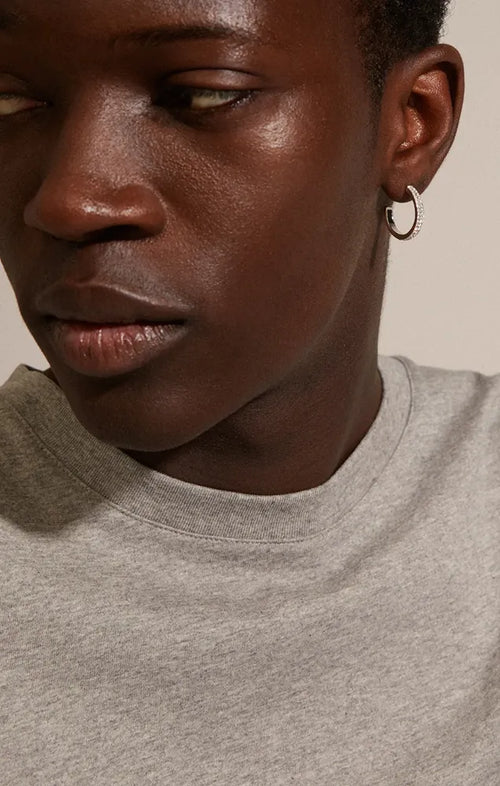 PILGRIM HEAT RECYCLED CRYSTAL HOOP EARRINGS IN SILVER