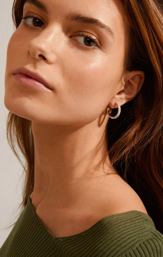 PILGRIM HEAT RECYCLED CRYSTAL HOOP EARRINGS IN SILVER