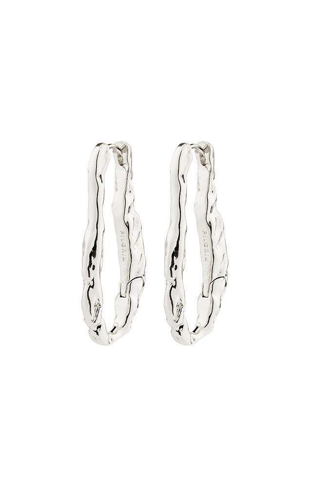 PILGRIM BELIEVE RECYCLED OVAL HOOP EARRINGS IN SILVER