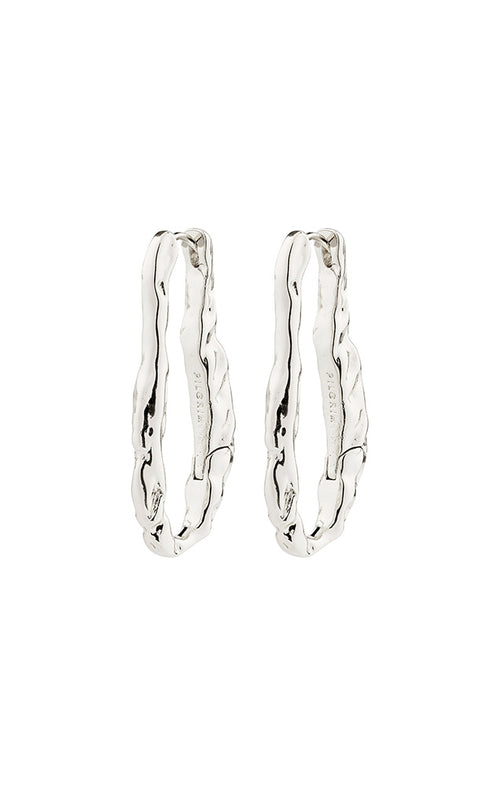 PILGRIM BELIEVE RECYCLED OVAL HOOP EARRINGS IN SILVER