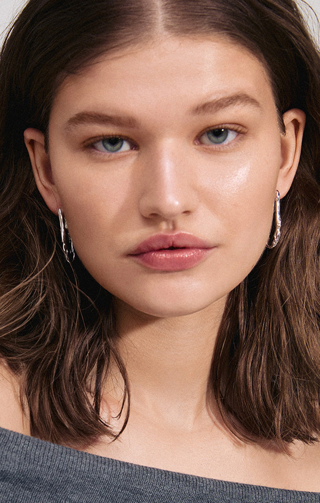 PILGRIM BELIEVE RECYCLED OVAL HOOP EARRINGS IN SILVER