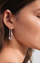 PILGRIM BELIEVE RECYCLED OVAL HOOP EARRINGS IN SILVER