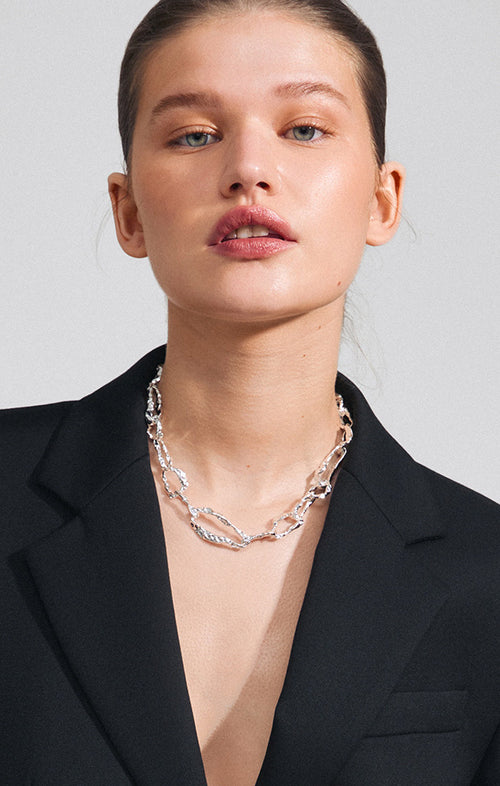 PILGRIM BELIEVE RECYCLED CHUNKY CHAIN NECKLACE IN SILVER