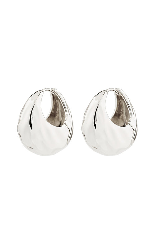 PILGRIM BELIEVE RECYCLED CHUNKY HOOP EARRINGS IN SILVER