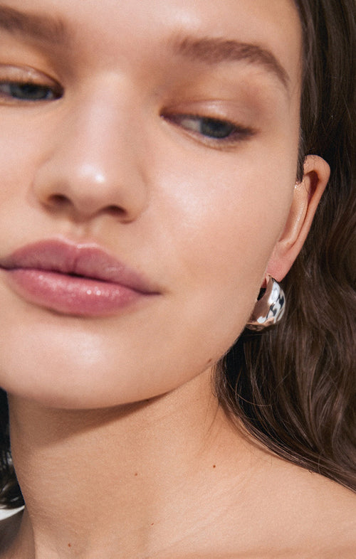 PILGRIM BELIEVE RECYCLED CHUNKY HOOP EARRINGS IN SILVER