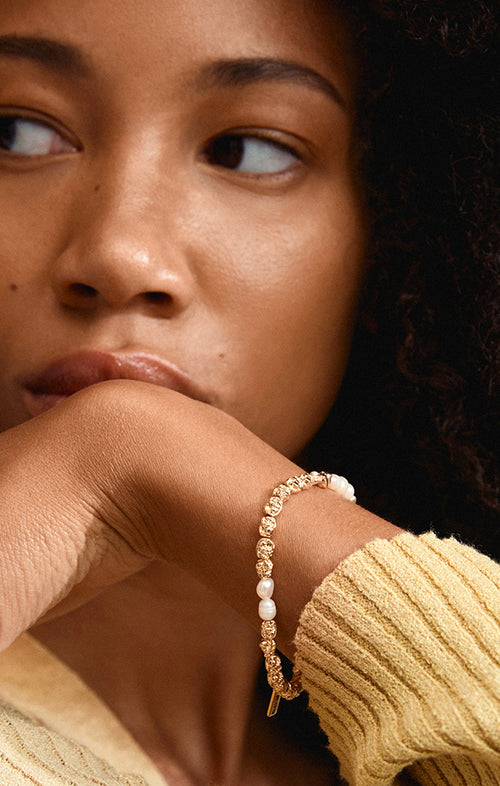 PILGRIM TIDE RECYCLED BEADS BRACELET IN GOLD