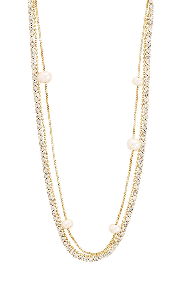 PILGRIM STARLIGHT RECYCLED PEARL & CRYSTAL NECKLACE 3-IN-1