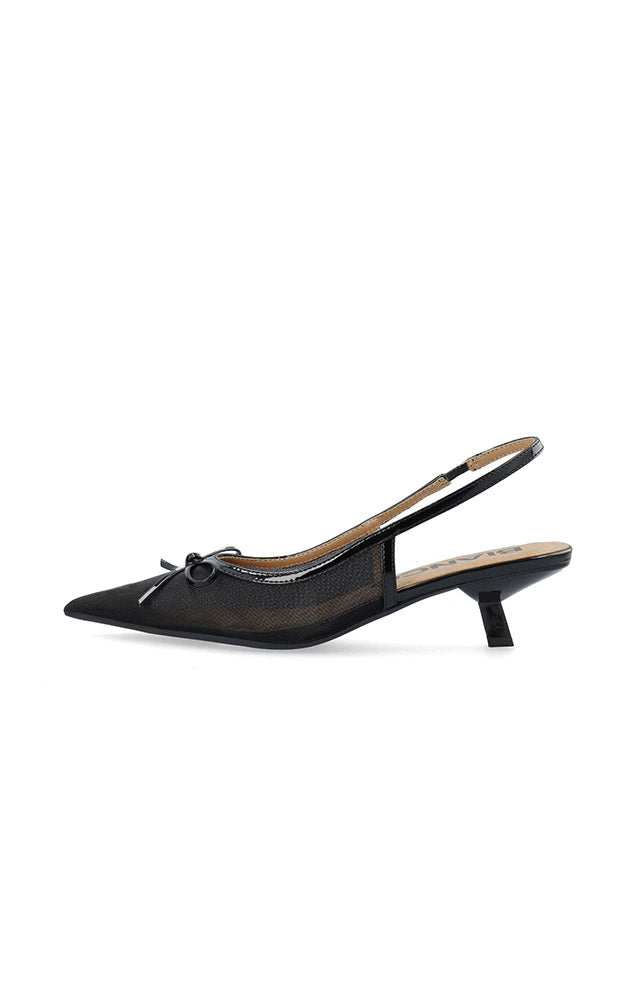 BIAKRISTIN BOW KITTEN HEELS IN BLACK MESH