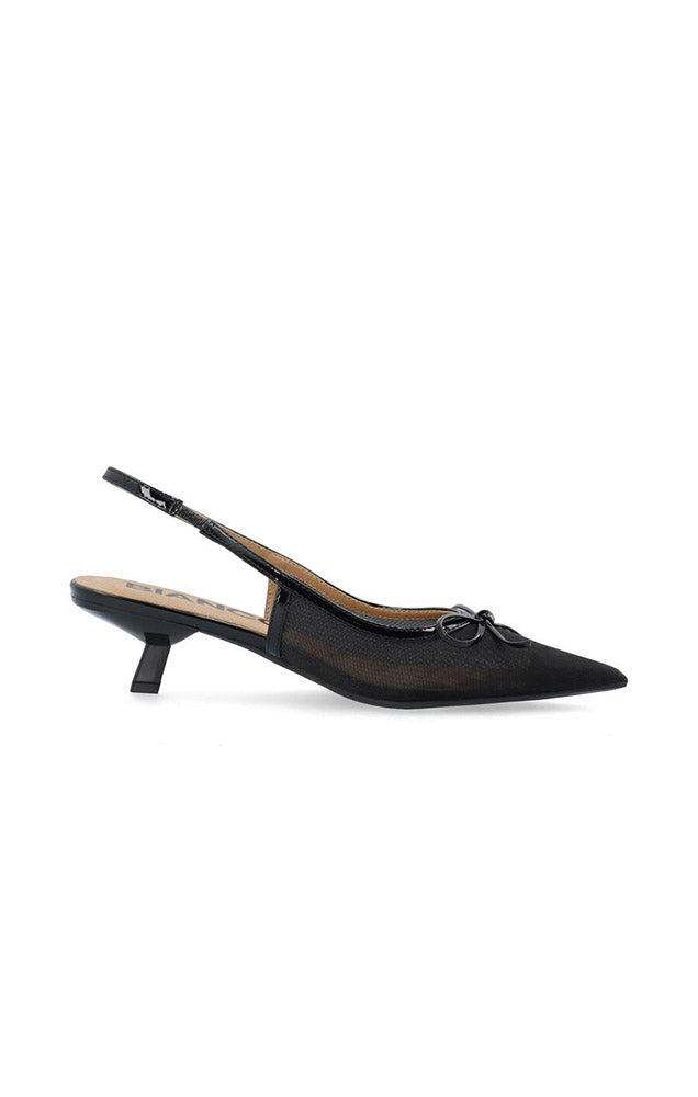 BIAKRISTIN BOW KITTEN HEELS IN BLACK MESH