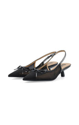 BIAKRISTIN BOW KITTEN HEELS IN BLACK MESH
