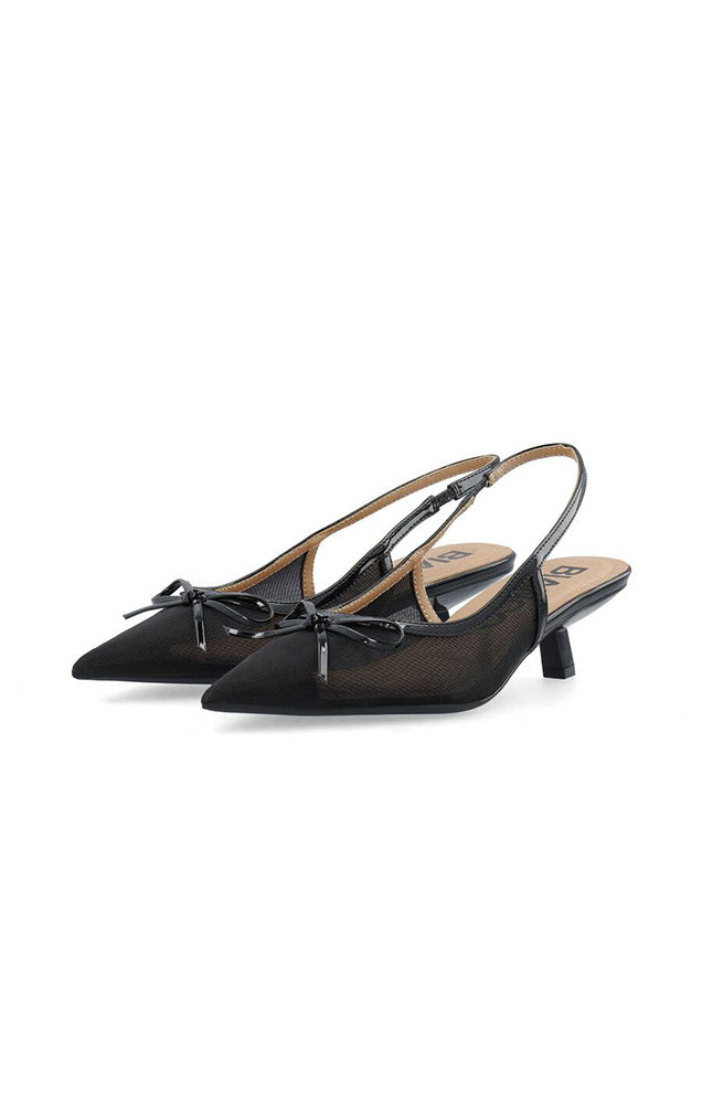BIAKRISTIN BOW KITTEN HEELS IN BLACK MESH