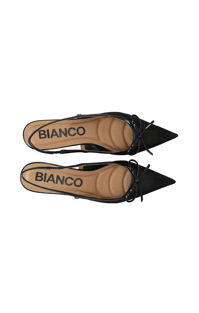 BIAKRISTIN BOW KITTEN HEELS IN BLACK MESH