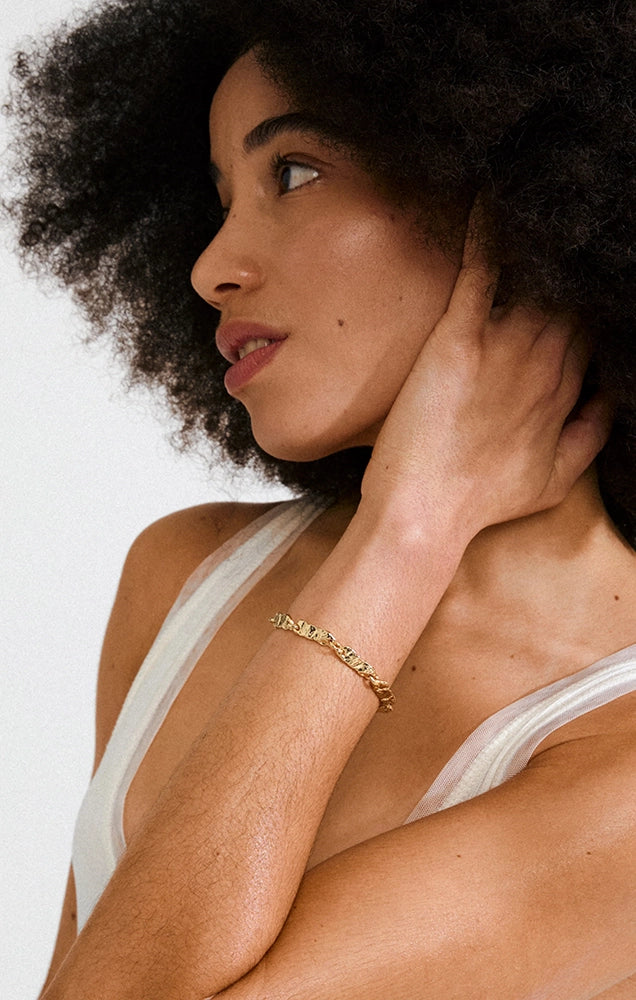 INSTANT RECYCLED TEXTURED BRACELET IN GOLD