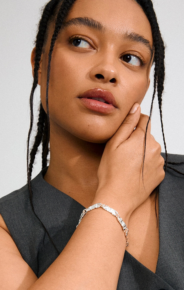 INSTANT RECYCLED TEXTURED BRACELET IN SILVER
