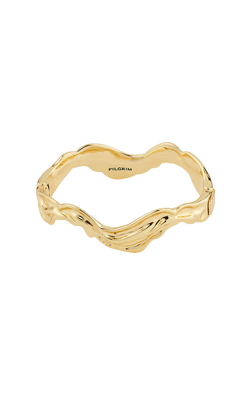 PILGRIM FEEL RECYCLED WAVY BANGLE BRACELET IN GOLD