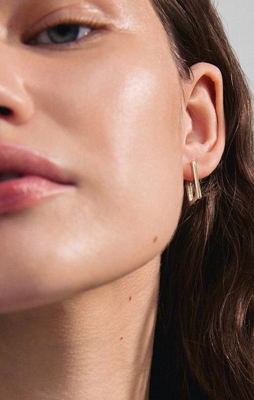 PILGRIM FEEL RECYCLED SQUARE HOOP EARRINGS IN GOLD
