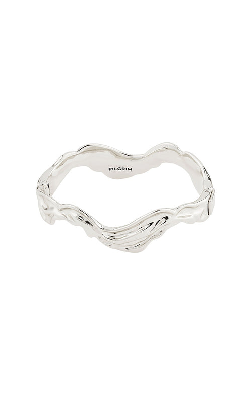 PILGRIM FEEL RECYCLED WAVY BANGLE BRACELET IN SILVER