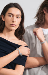 PILGRIM FEEL RECYCLED WAVY BANGLE BRACELET IN SILVER